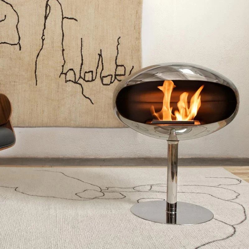 Cocoon Fires Cocoon Freestanding Bioethanol Fireplace on Pedestal in 74H x 60W x 60D cm