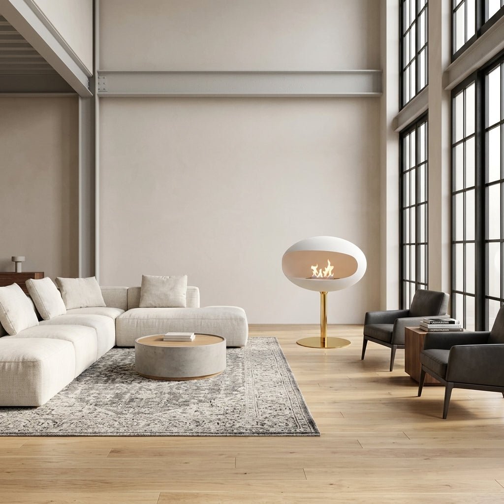Cocoon Fires Cocoon Freestanding Bioethanol Fireplace on Pedestal in 74H x 60W x 60D cm