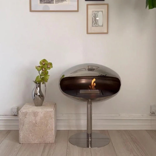 Cocoon Fires Cocoon Freestanding Bioethanol Fireplace on Pedestal in 74H x 60W x 60D cm