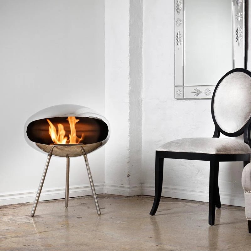 Cocoon Fires Cocoon Terra Freestanding Bioethanol Fireplace Tripod Steel Leg Base in 74H x 60W x 60D cm