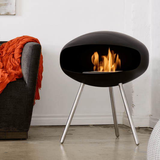 Cocoon Fires Cocoon Terra Freestanding Bioethanol Fireplace Tripod Steel Leg Base in 74H x 60W x 60D cm