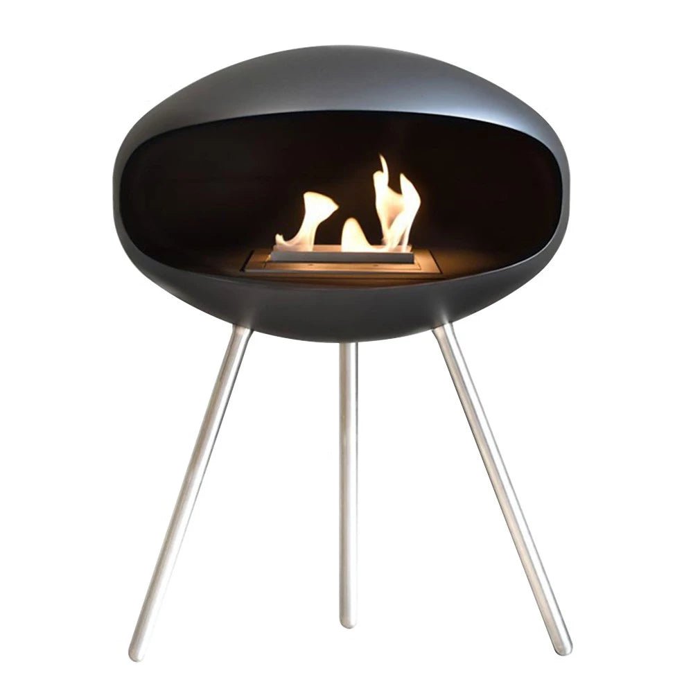 Cocoon Fires Cocoon Terra Freestanding Bioethanol Fireplace Tripod Steel Leg Base in 74H x 60W x 60D cm