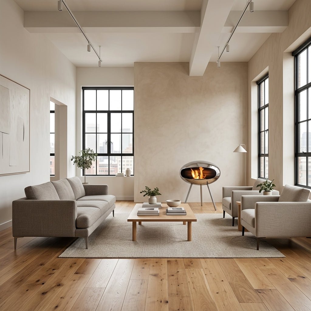 Cocoon Fires Terra Freestanding Bioethanol Fireplace on Tripod Legs in 74H x 60W x 60D cm