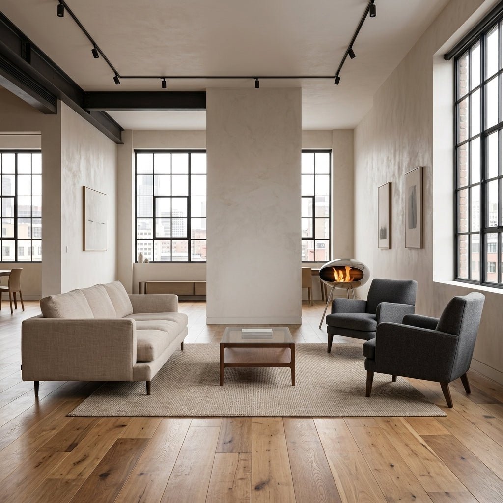 Cocoon Fires Terra Freestanding Bioethanol Fireplace on Tripod Legs in 74H x 60W x 60D cm