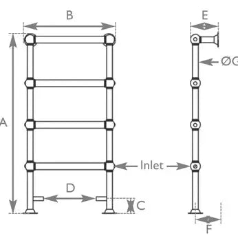 Carron Colossus Steel Towel Rail - radiator - Ice Cold Spice | Copper H1300 x W650
