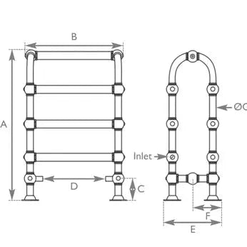Carron Colossus Horse Steel Towel Rail - radiator - Ice Cold Spice | Chrome H935 x W625