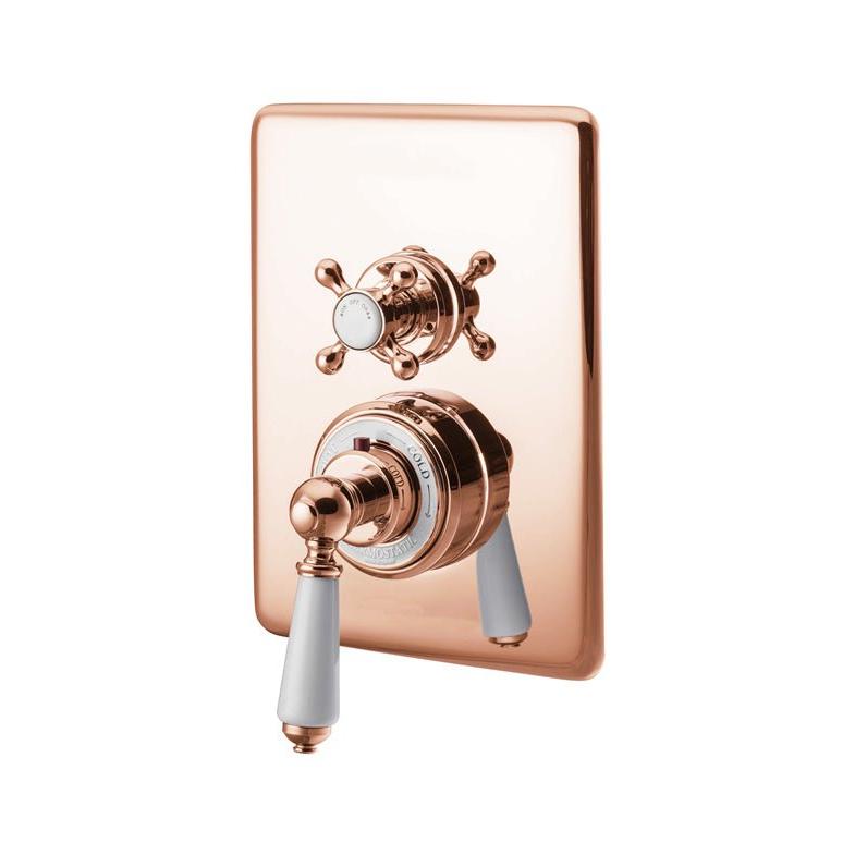 Hurlingham Concealed Dual Control Thermostatic Valve 2 Outlets - Ice Cold Spice | Copper H230 x W170