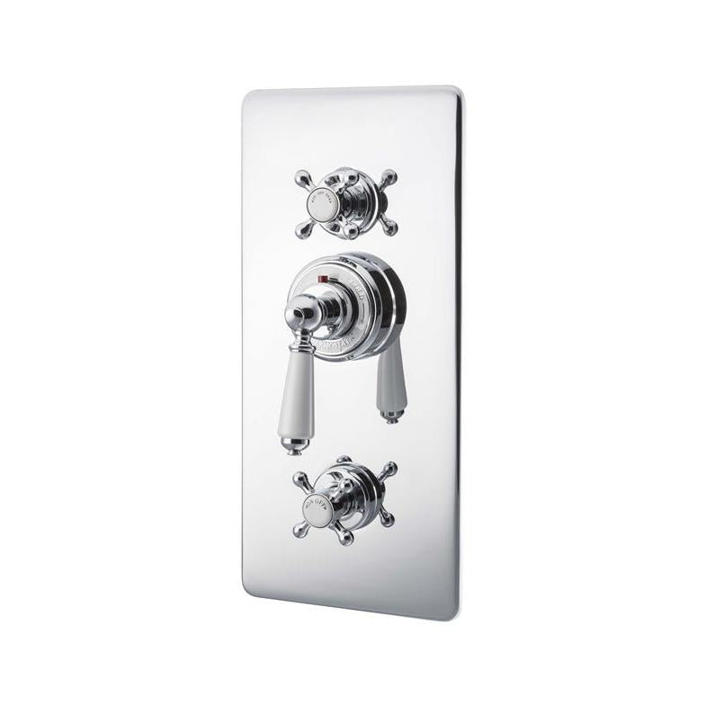 Hurlingham Concealed Thermostatic Valve With Integral Flow Valves 3 Outlets - Ice Cold Spice | Chrome