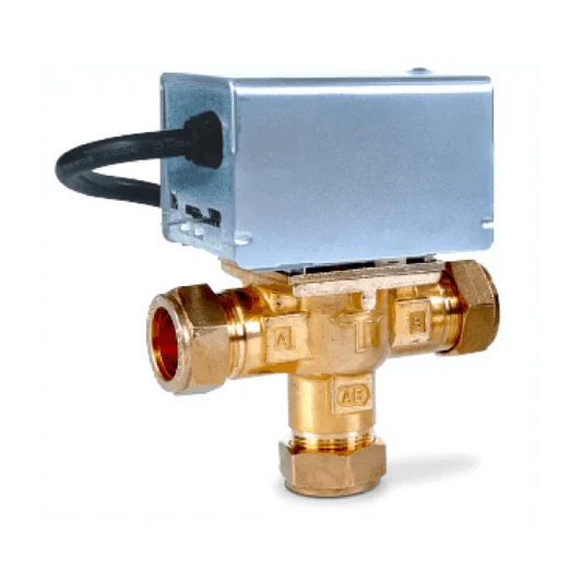 Cool Energy Motorised Zone Valve - 3 Port 28mm in Silver & Brass
