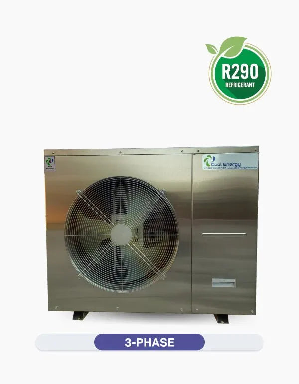 Cool Energy Pro Inverter Air Source Heat Pump CE - iH12+3PH 3.58kW - 12kW in Stainless Steel