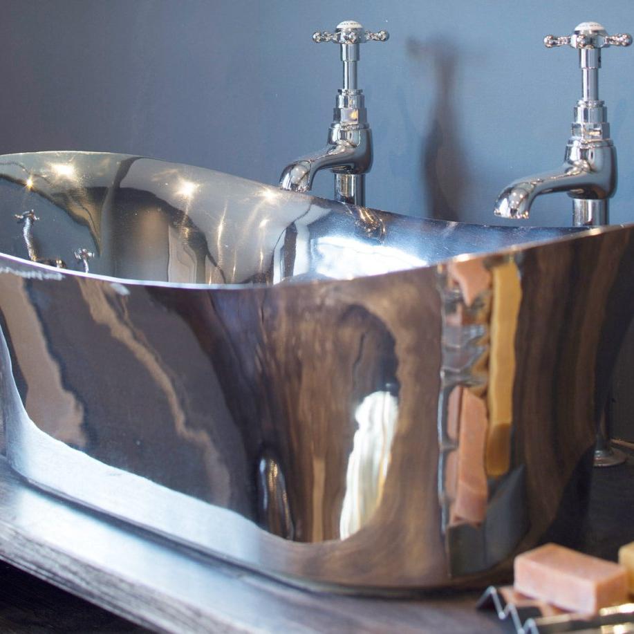 Hurlingham Copper Bateau Basin With Nickel Interior - Ice Cold Spice | Nickel Interior Copper H215 x W620 x D365