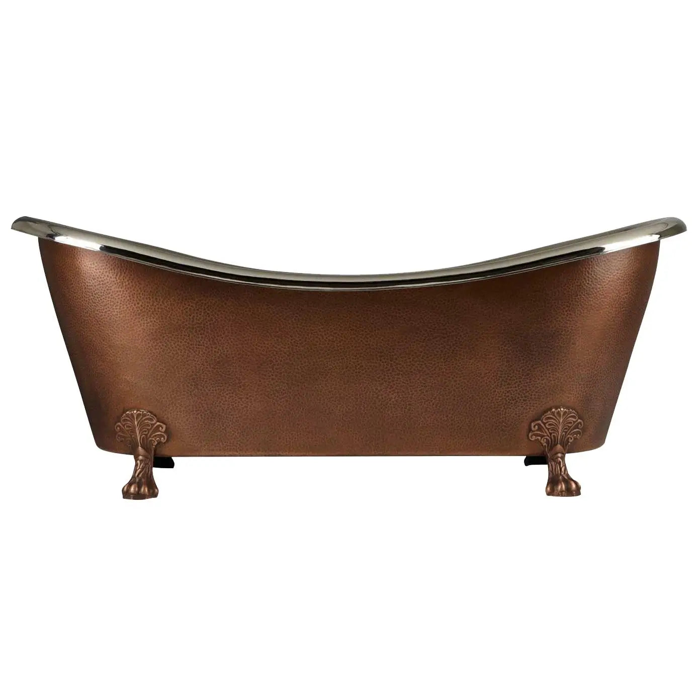 Coppersmith Creations Copper Clawfoot Freestanding Bath Tub Nickel Interior Antique Patina