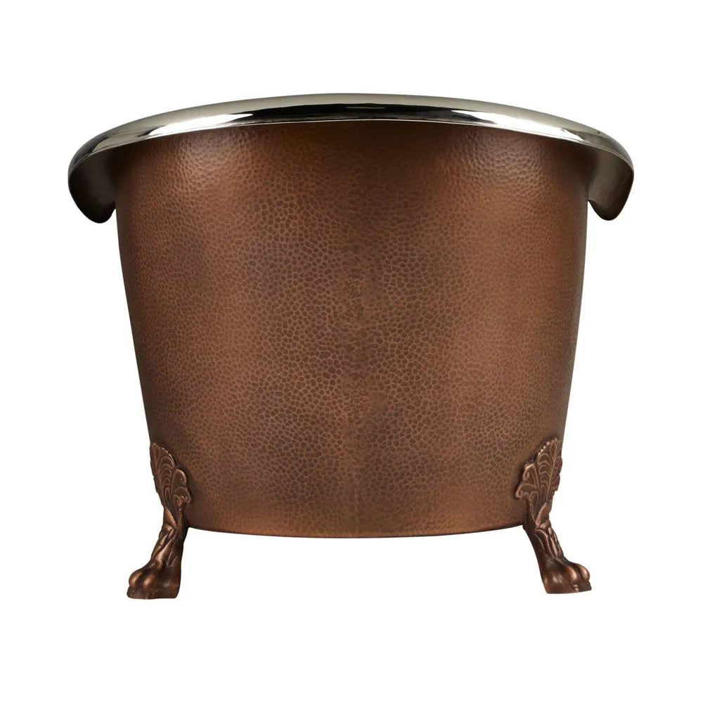 Coppersmith Creations Copper Clawfoot Freestanding Bath Tub Nickel Interior Antique Patina