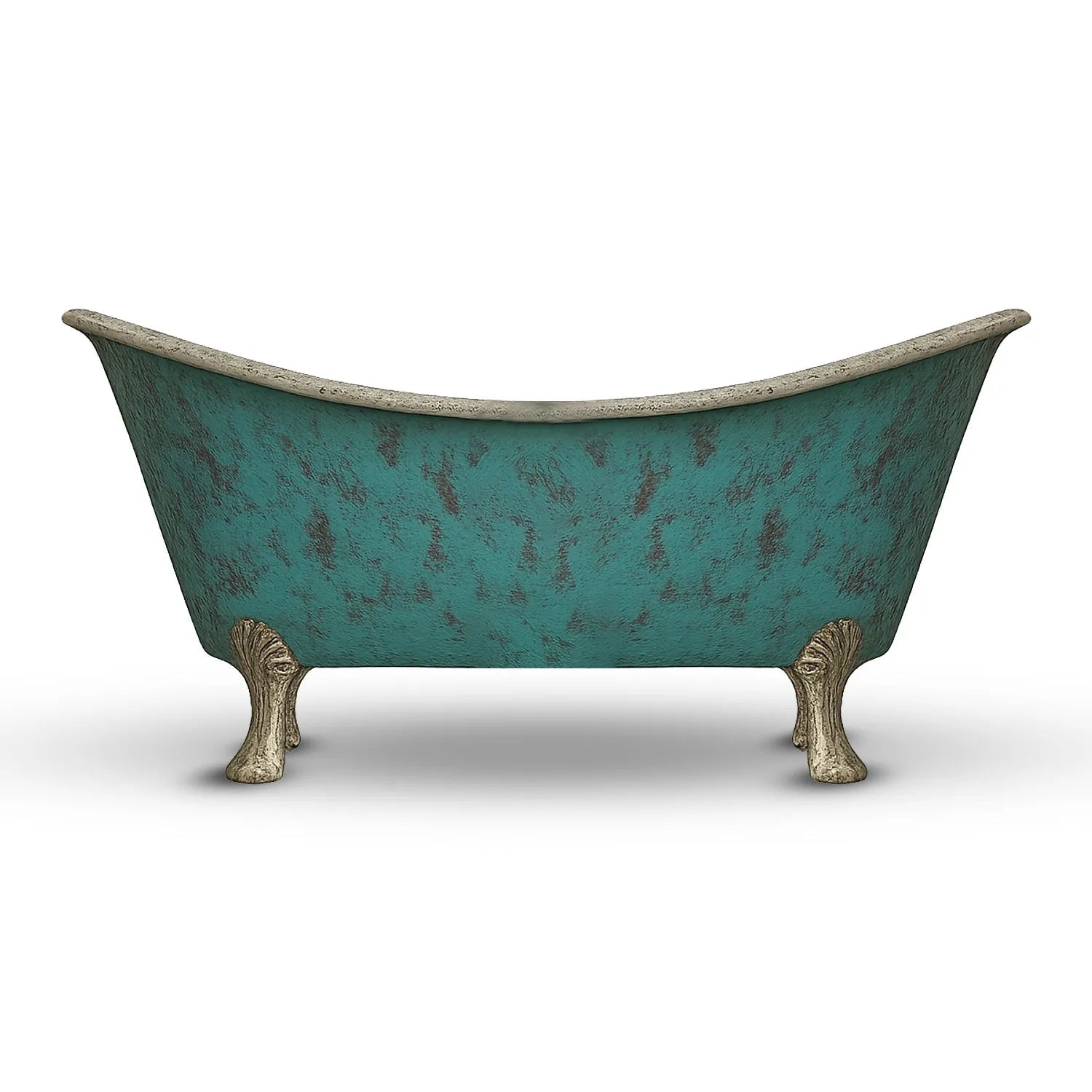 Coppersmith Clawfoot Copper Bathtub Verdigris Patina Exterior & Tin Interior Double Slipper in L1828.80 x W812.80 x H787.40