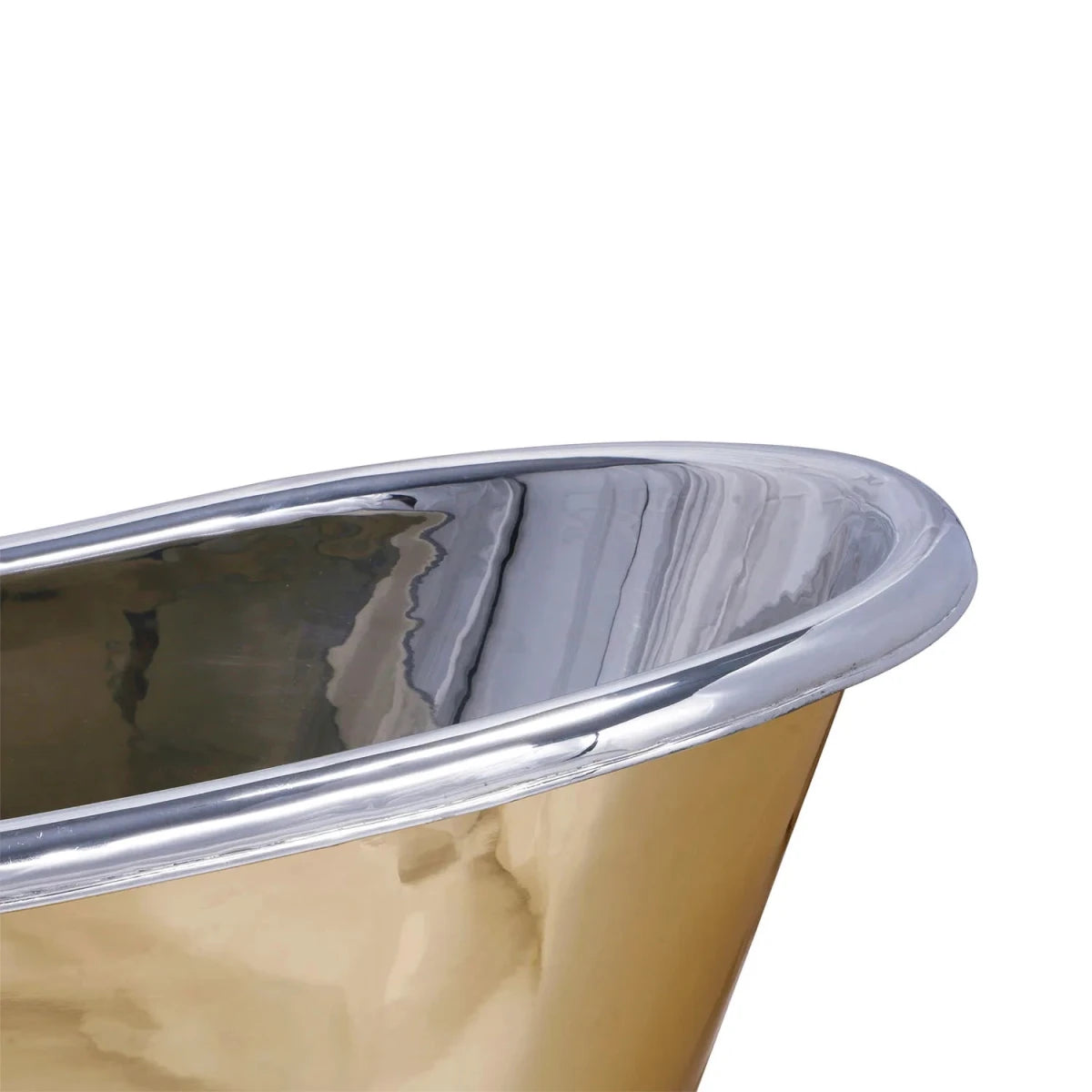 Coppersmith Creations Brass Freestanding Bathtub Nickel Interior Slanting Base in Warm Brass