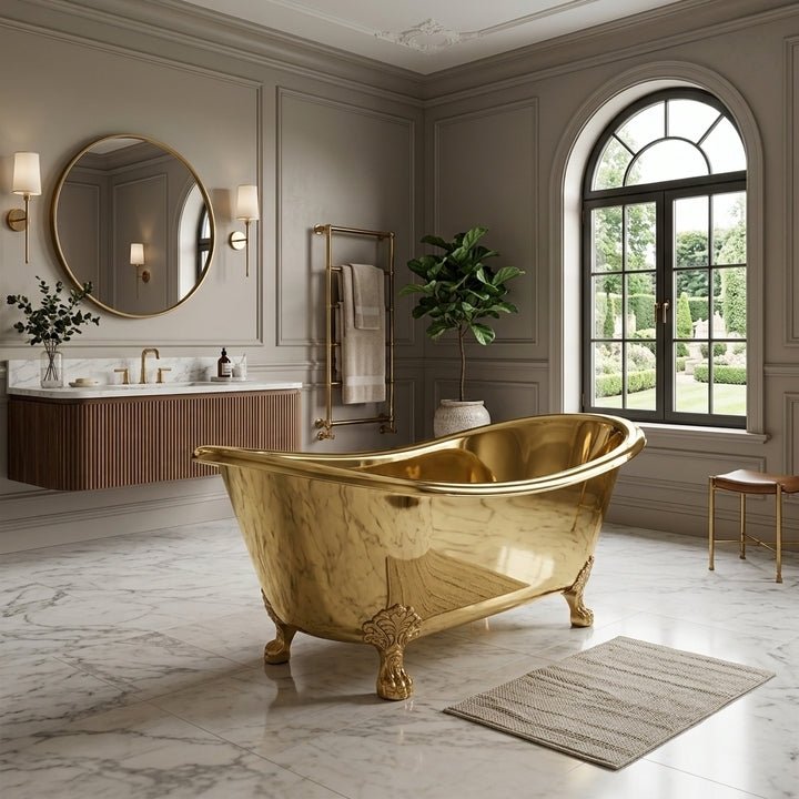Coppersmith Creations Brass Golden Polish Freestanding Bath Tub Traditional Clawfoot in Brass Golden Finish