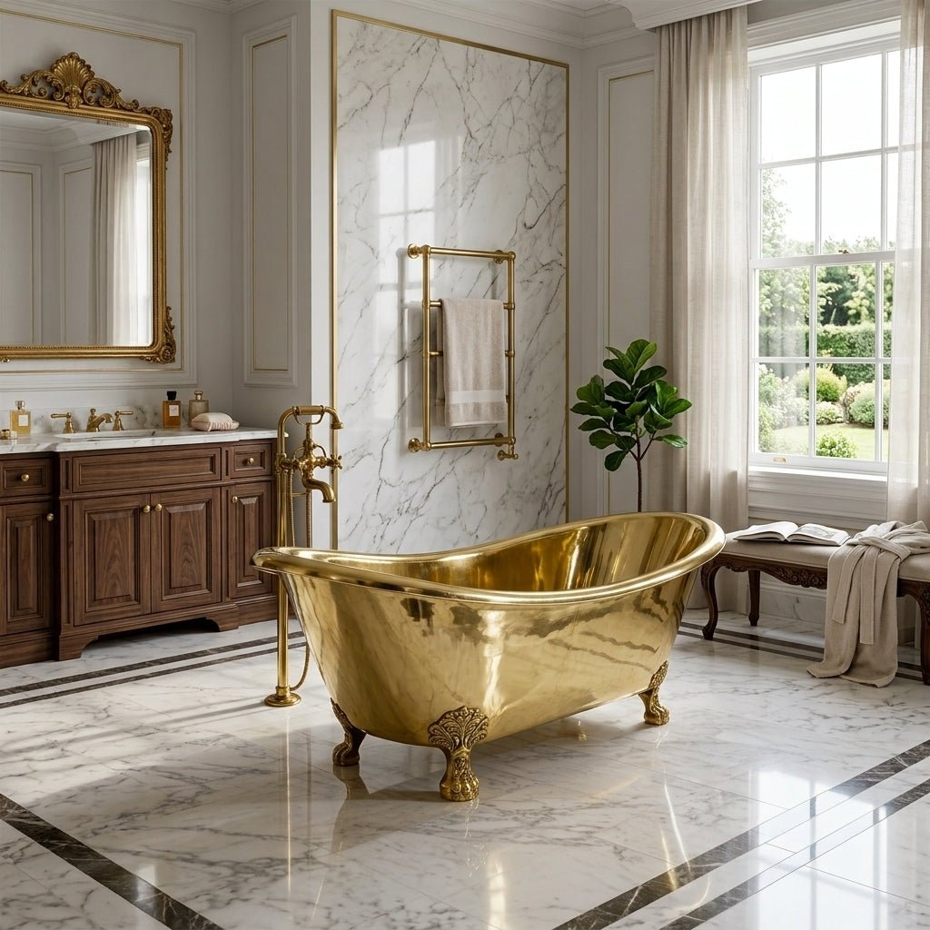 Coppersmith Creations Brass Golden Polish Freestanding Bath Tub Traditional Clawfoot in Brass Golden Finish