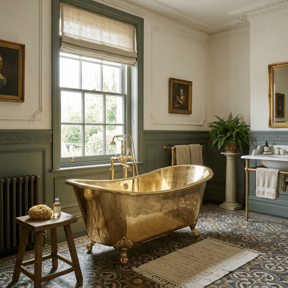 Coppersmith Creations Brass Golden Polish Freestanding Bath Tub Traditional Clawfoot in Brass Golden Finish