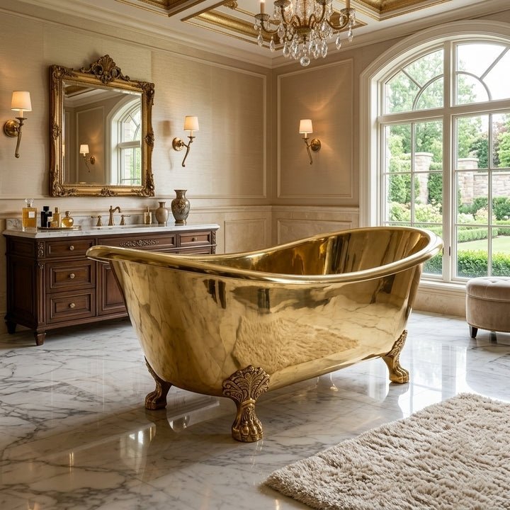 Coppersmith Creations Brass Golden Polish Freestanding Bath Tub Traditional Clawfoot in Brass Golden Finish