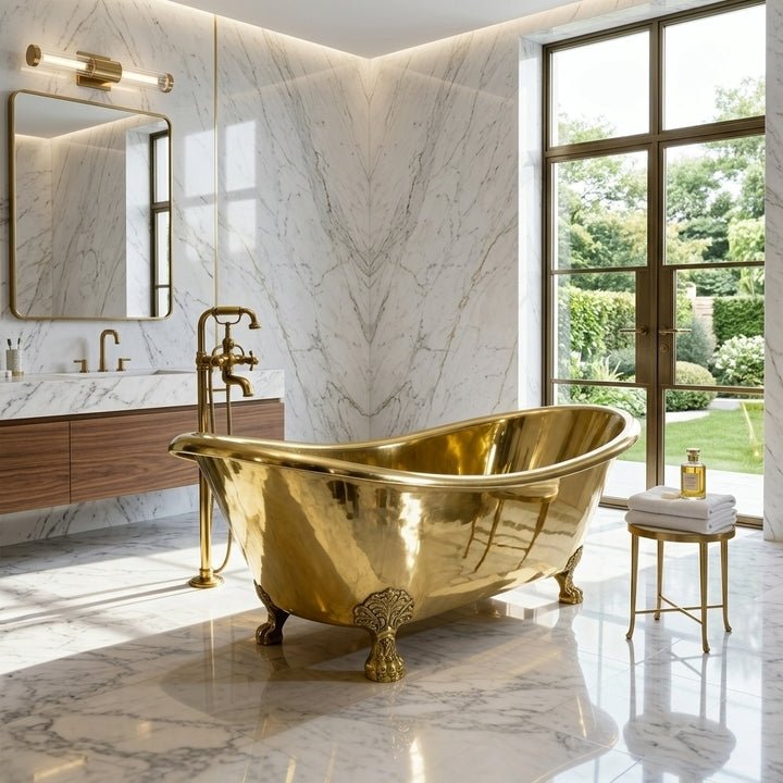 Coppersmith Creations Brass Golden Polish Freestanding Bath Tub Traditional Clawfoot in Brass Golden Finish