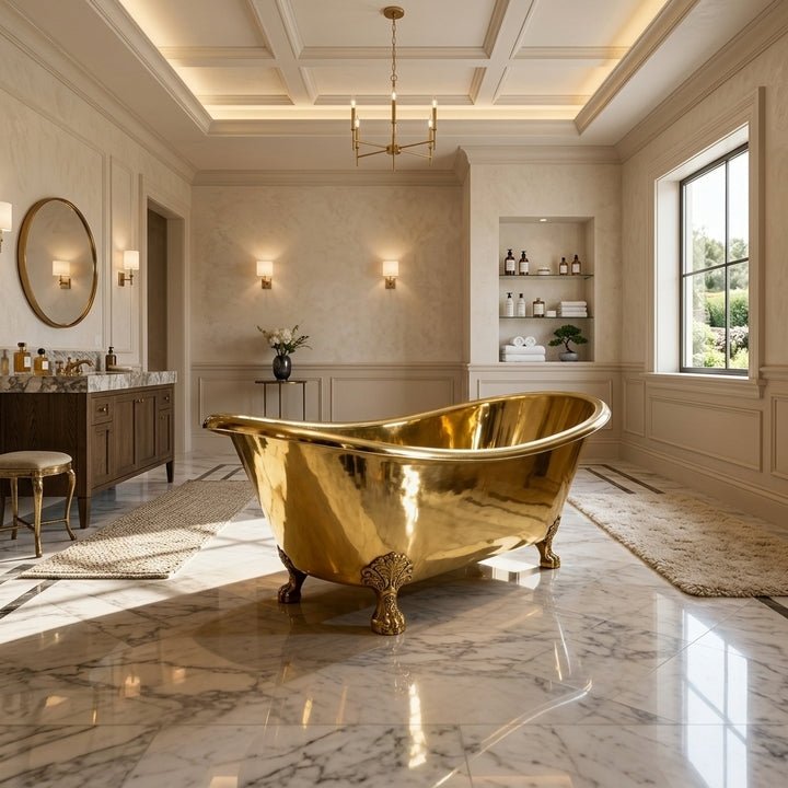Coppersmith Creations Brass Golden Polish Freestanding Bath Tub Traditional Clawfoot in Brass Golden Finish