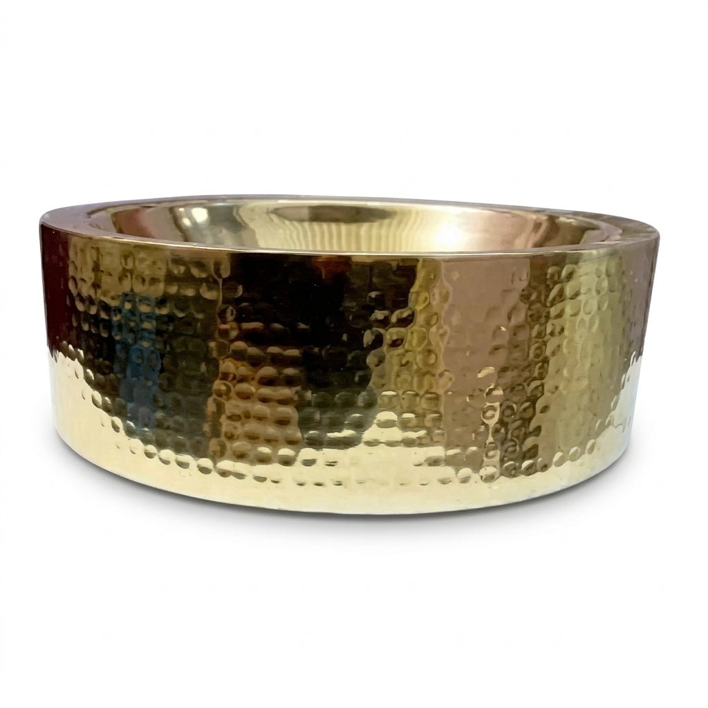 Coppersmith Creations Brass Sink Hammered Pattern Exterior & Smooth Interior Double Wall in