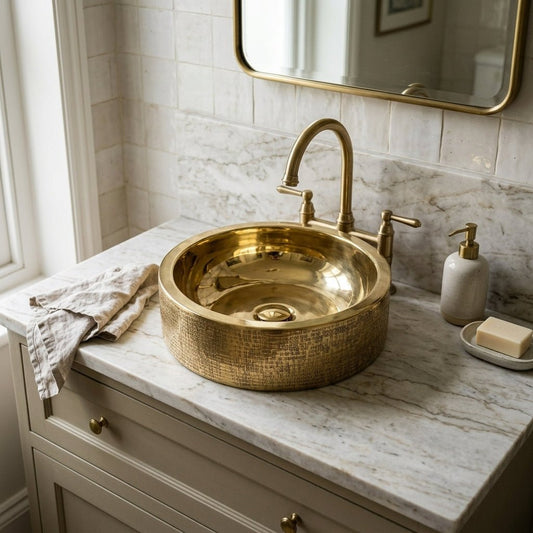Coppersmith Creations Brass Sink Pattern Exterior Double Wall Design in