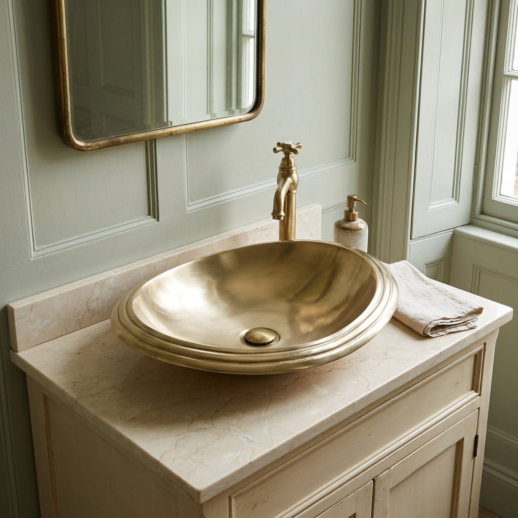 Coppersmith Creations Cast Bronze Sink Oval Shiny Yellow in