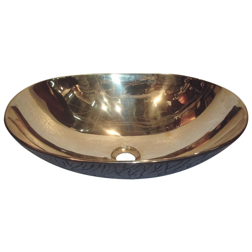 Coppersmith Creations Cast Bronze Sink Shiny Yellow Inside Dark Outside in