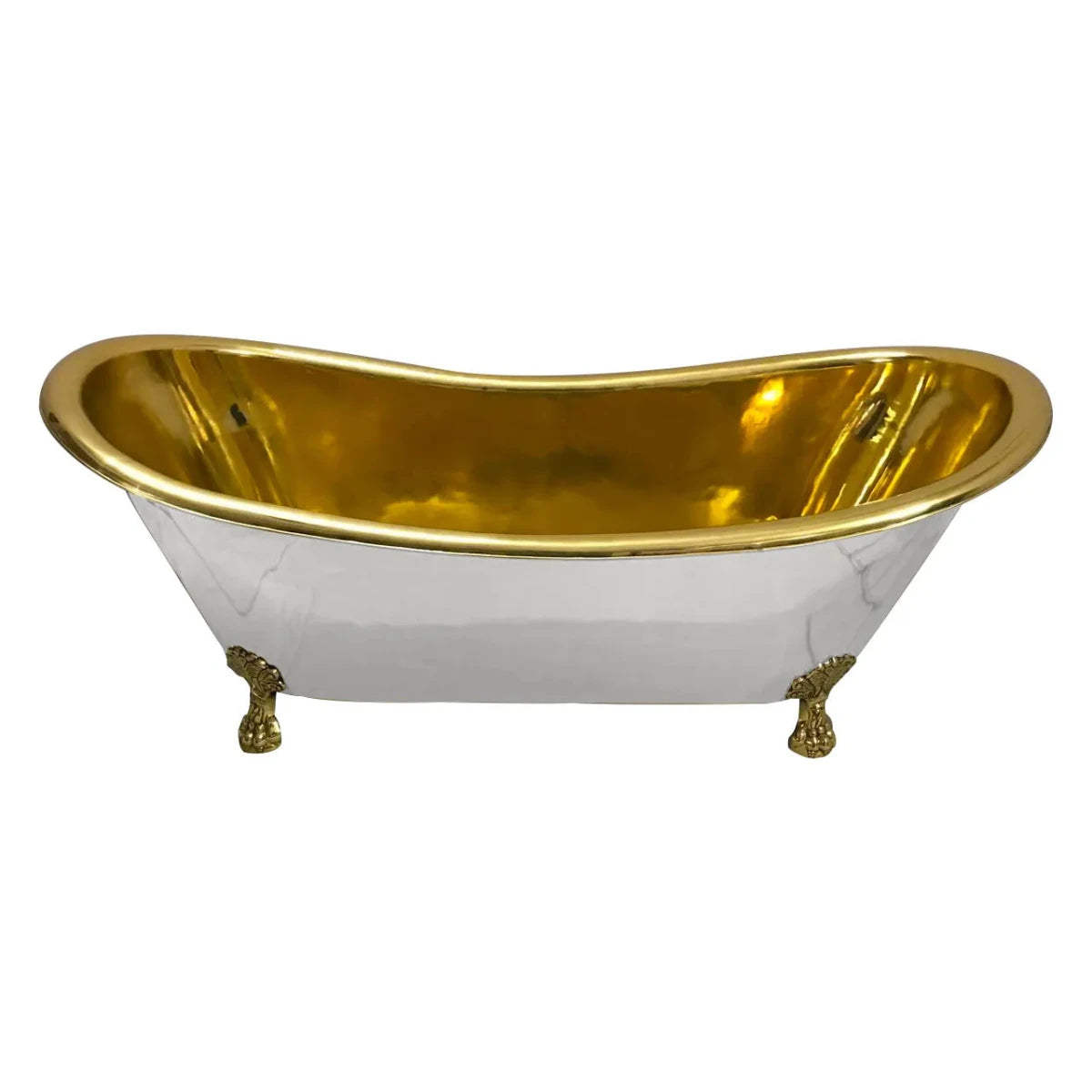 Coppersmith Creations Clawfoot Brass Bathtub Polished Brass Interior & Matt White Exterior Finish in White