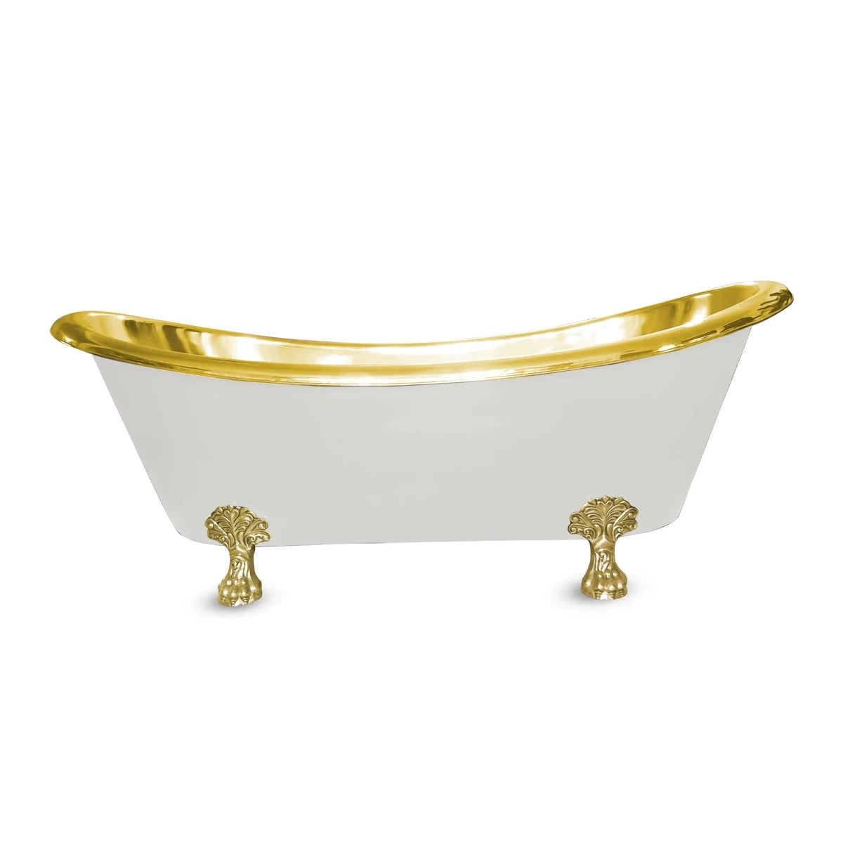 Coppersmith Creations Clawfoot Brass Bathtub Polished Brass Interior & Matt White Exterior Finish in White