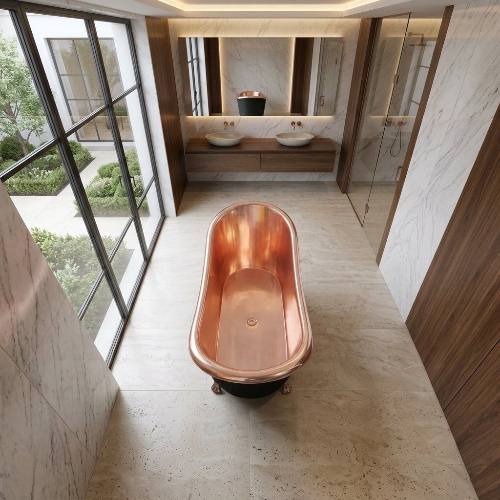 Coppersmith Creations Clawfoot Copper Bathtub Black Outside in Black