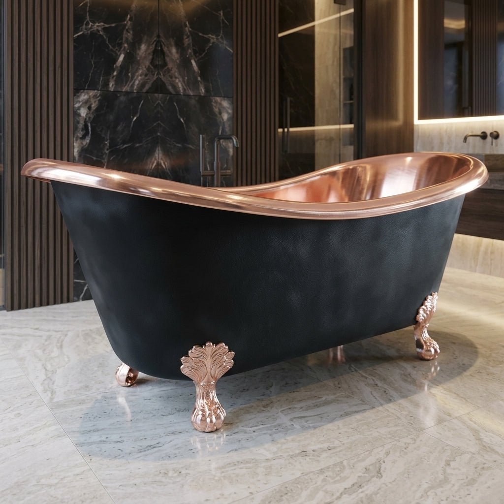 Coppersmith Creations Clawfoot Copper Bathtub Black Outside in Black