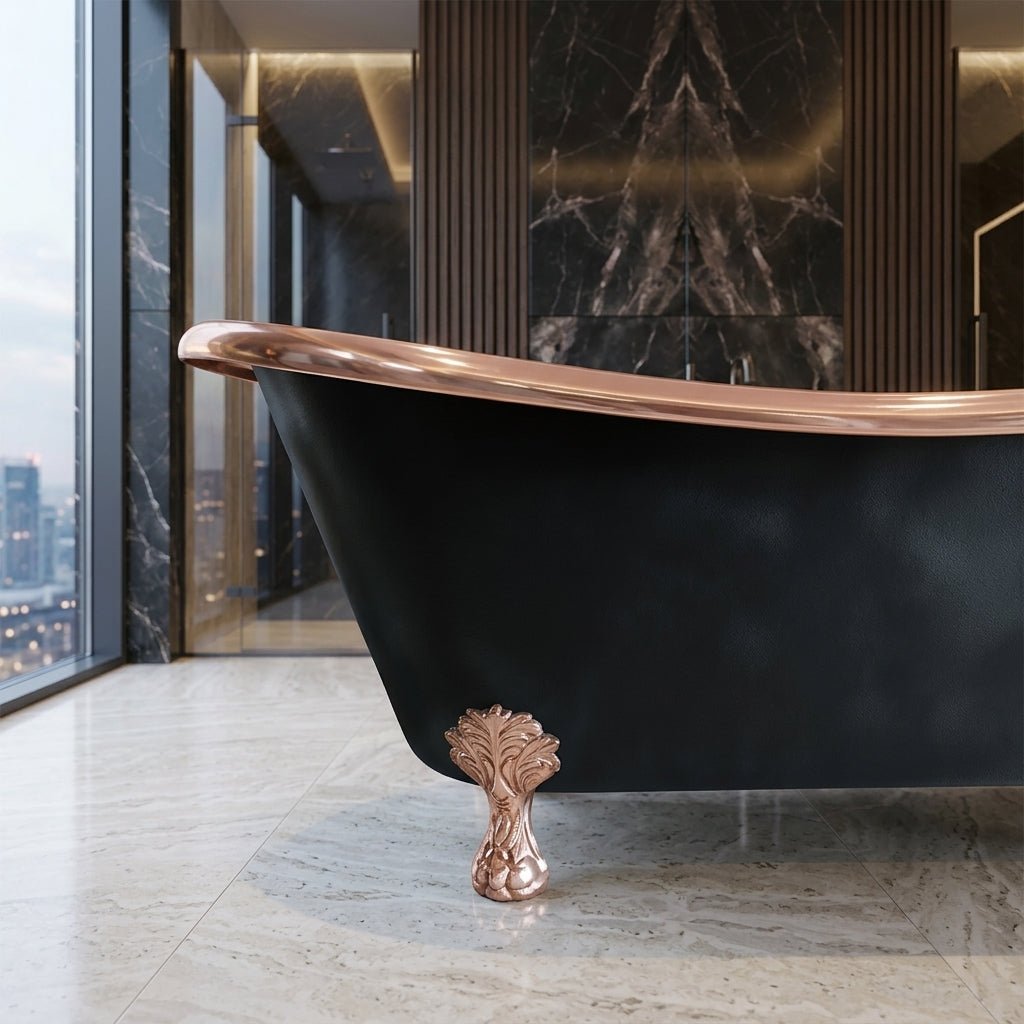 Coppersmith Creations Clawfoot Copper Bathtub Black Outside in Black