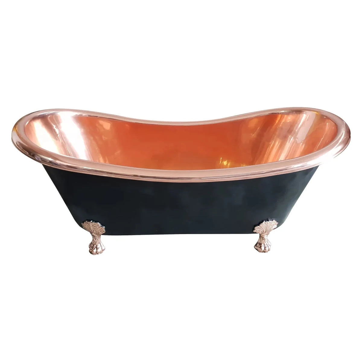 Coppersmith Creations Clawfoot Copper Bathtub Black Outside in Black