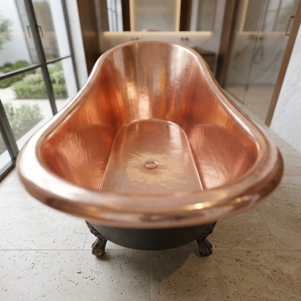 Coppersmith Creations Clawfoot Copper Bathtub Black Outside in Black