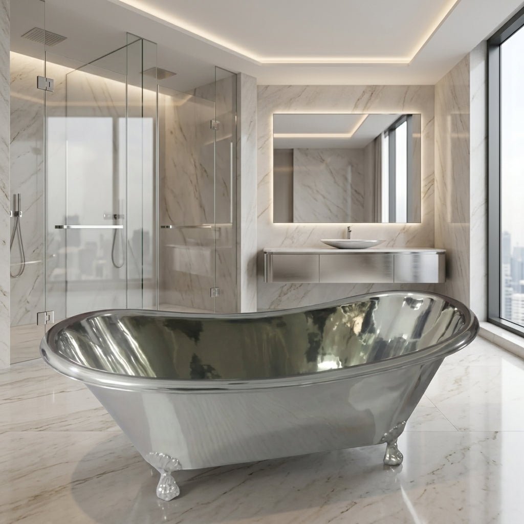 Coppersmith Creations Clawfoot Copper Bathtub Full Nickel Finish in Nickel