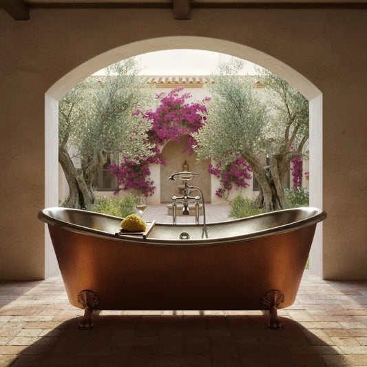 Coppersmith Creations Copper Clawfoot Freestanding Bath Tub Nickel Interior Antique Patina in Antique Copper