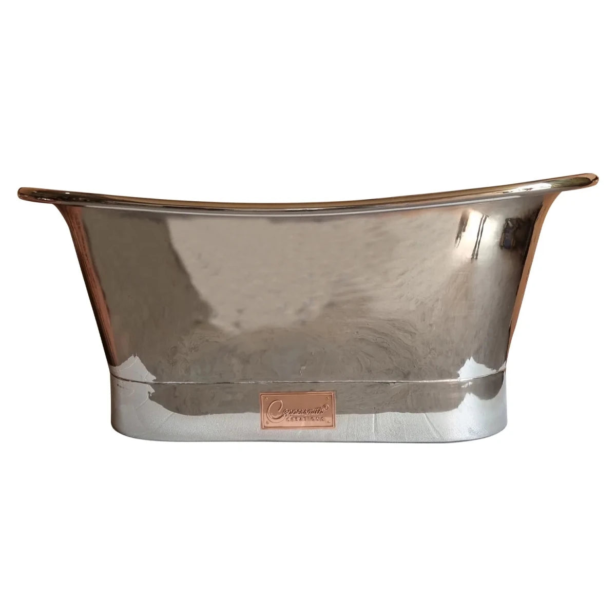 Coppersmith Creations Copper Freestanding Bath Tub Full Nickel Finish Straight Base in Nickel