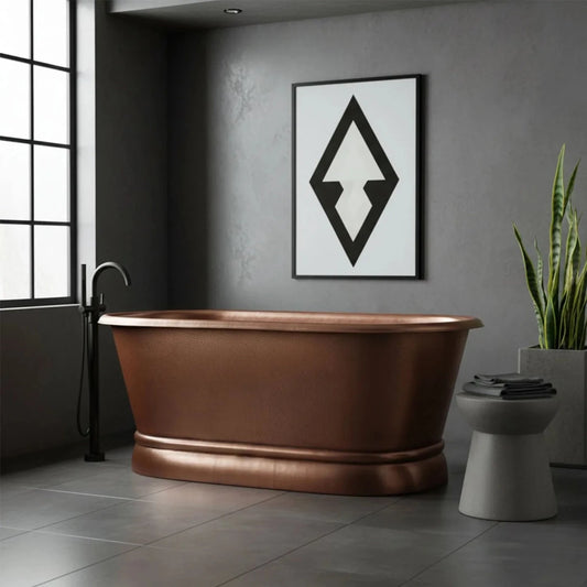 Coppersmith Creations Copper Freestanding Bathtub Antique Finish Hammered Pedestal in Antique Copper