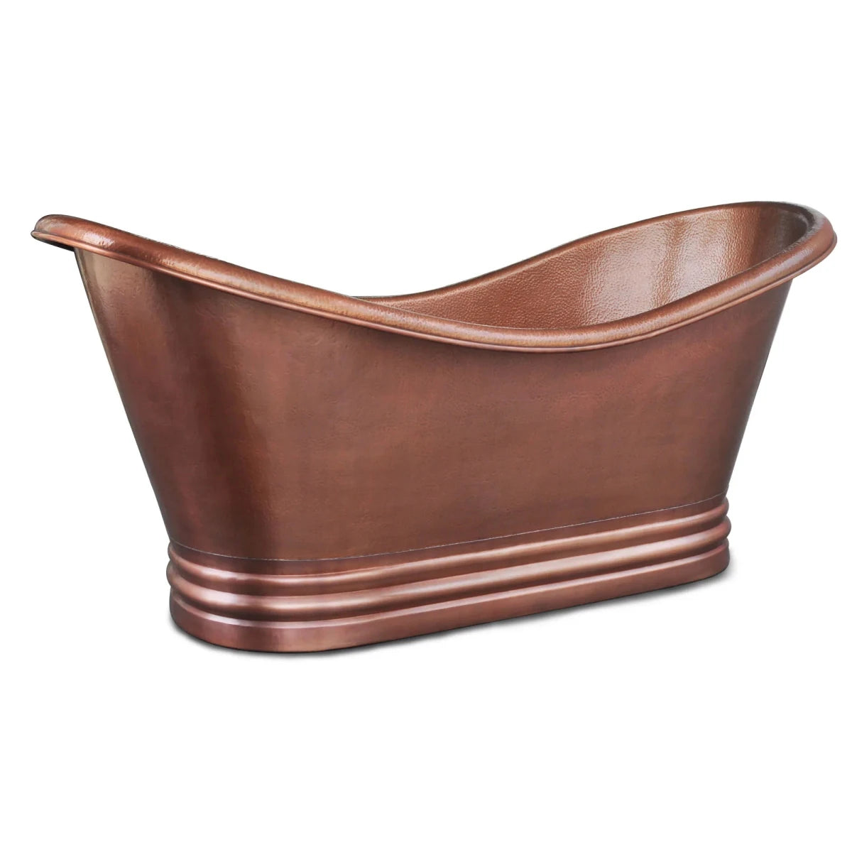 Coppersmith Creations Copper Freestanding Bathtub Antique Finish Hammered Ribbed Base in Antique Copper