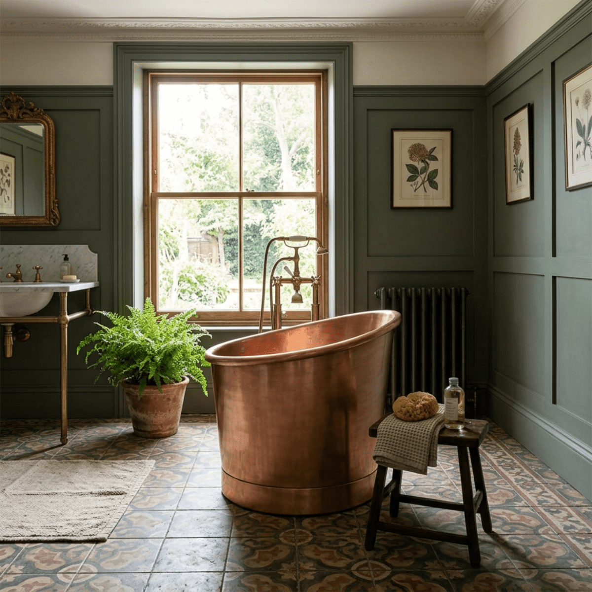 Coppersmith Creations Copper Freestanding Bathtub Antique Finish Japanese Style (Height 37.5", Diameter 39″) in L990.6 x W990.6 x H952.5