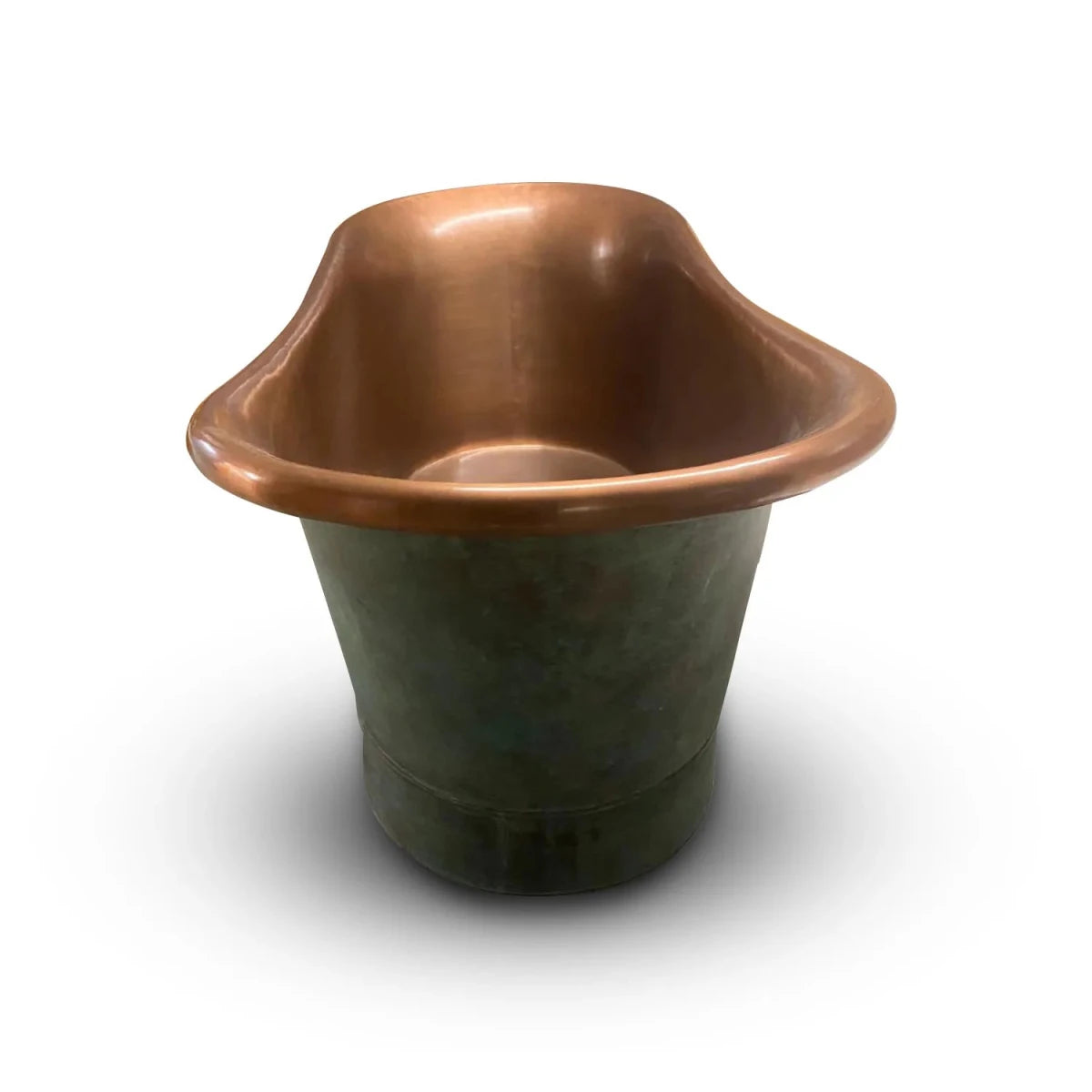 Coppersmith Creations Copper Freestanding Bathtub Antique Turquoise Patina Straight Base Beaded Base in Turquoise Patina