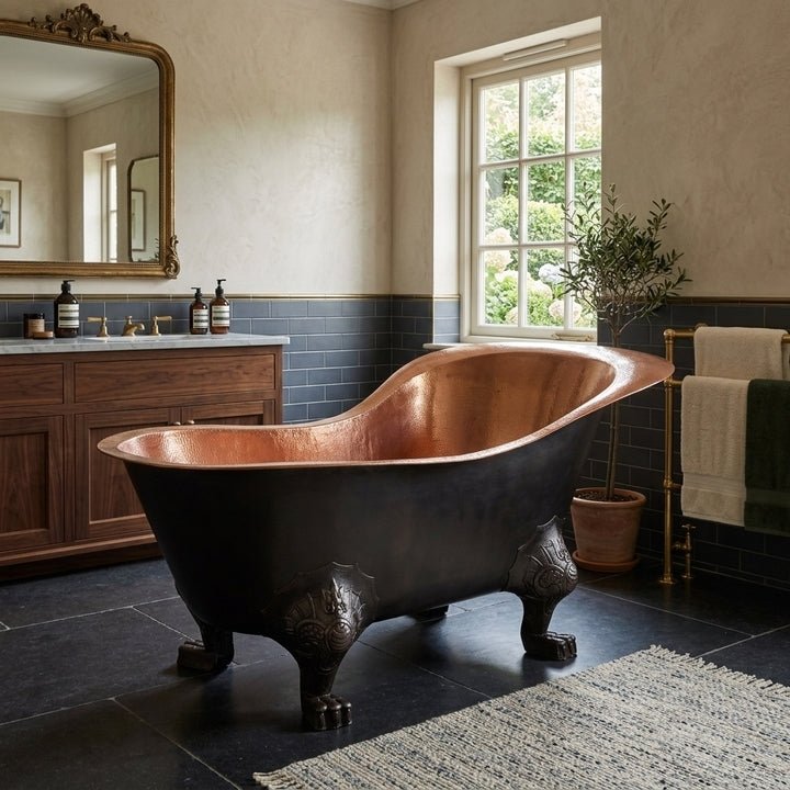 Coppersmith Creations Copper Freestanding Bathtub Black Hammered Traditional Clawfoot in Black