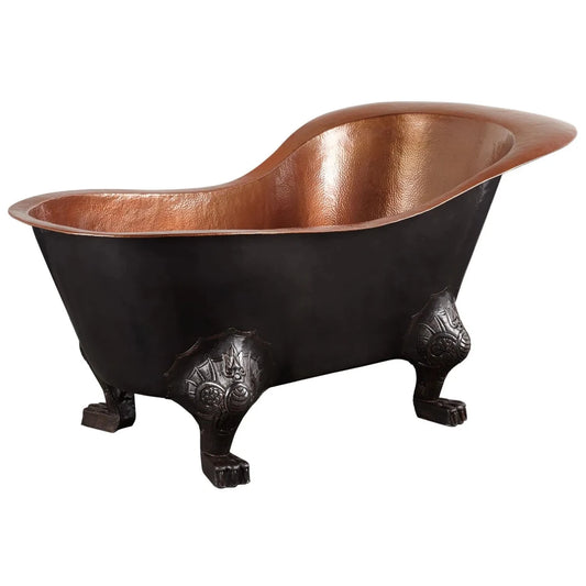 Coppersmith Creations Copper Freestanding Bathtub Black Hammered Traditional Clawfoot in Black