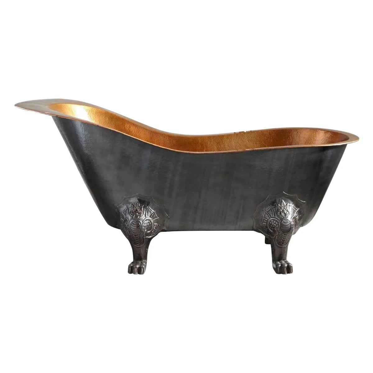 Coppersmith Creations Copper Freestanding Bathtub Black Hammered Traditional Clawfoot in Black