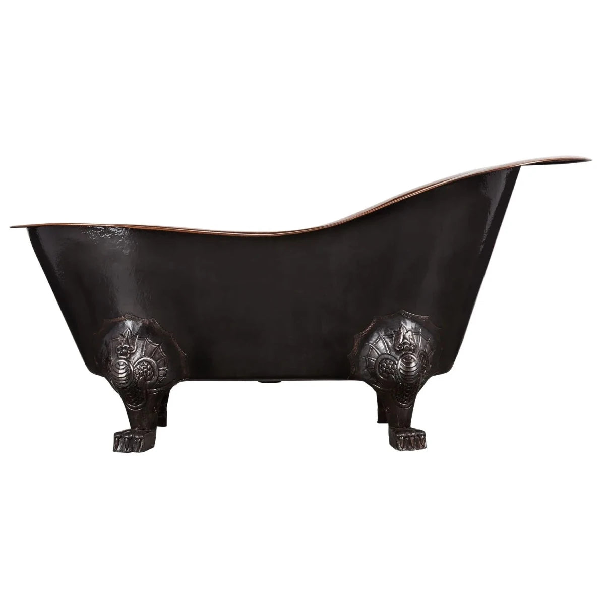 Coppersmith Creations Copper Freestanding Bathtub Black Hammered Traditional Clawfoot in Black