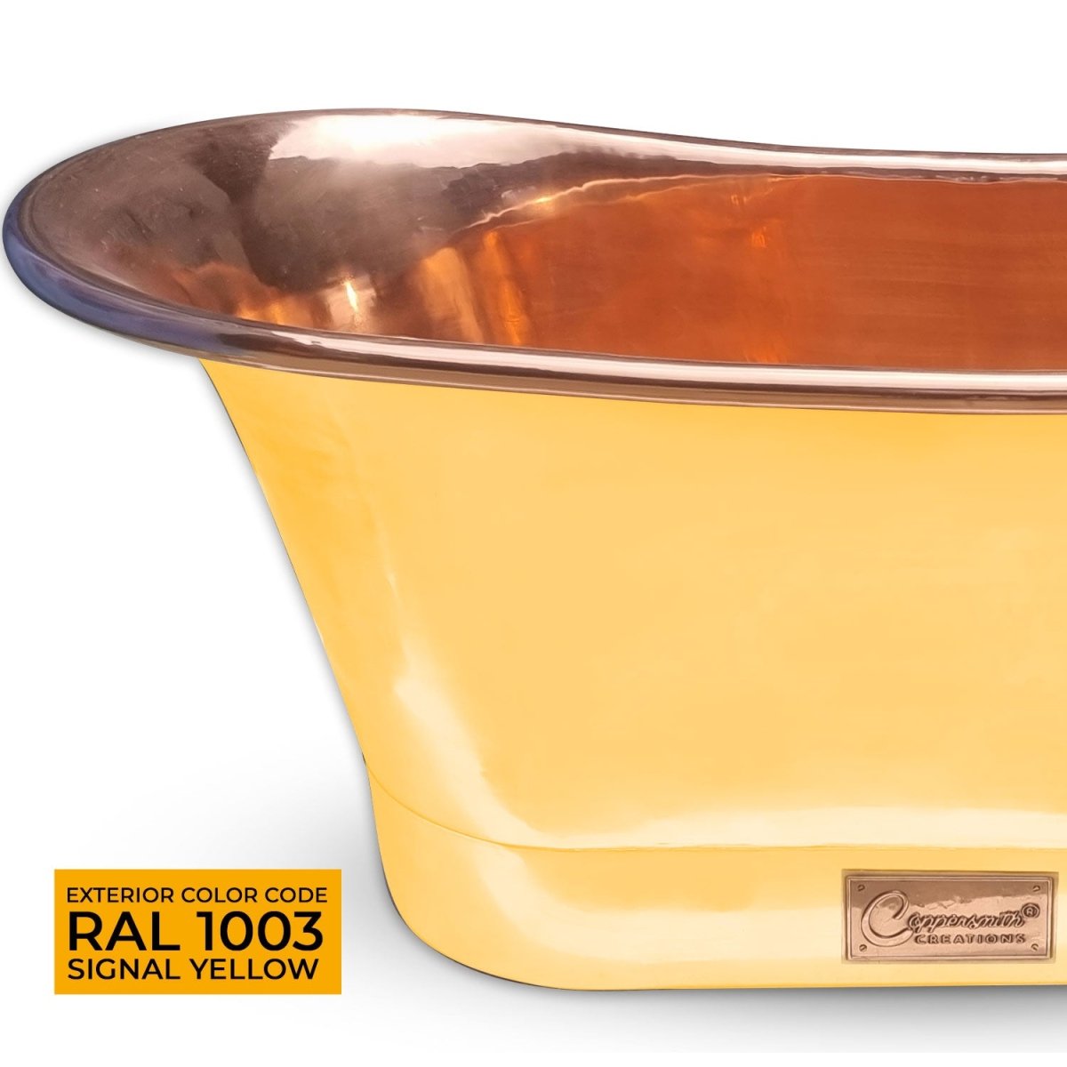 Coppersmith Creations Copper Freestanding Bathtub Straight Base Choice of Colour in Hand Waxed
