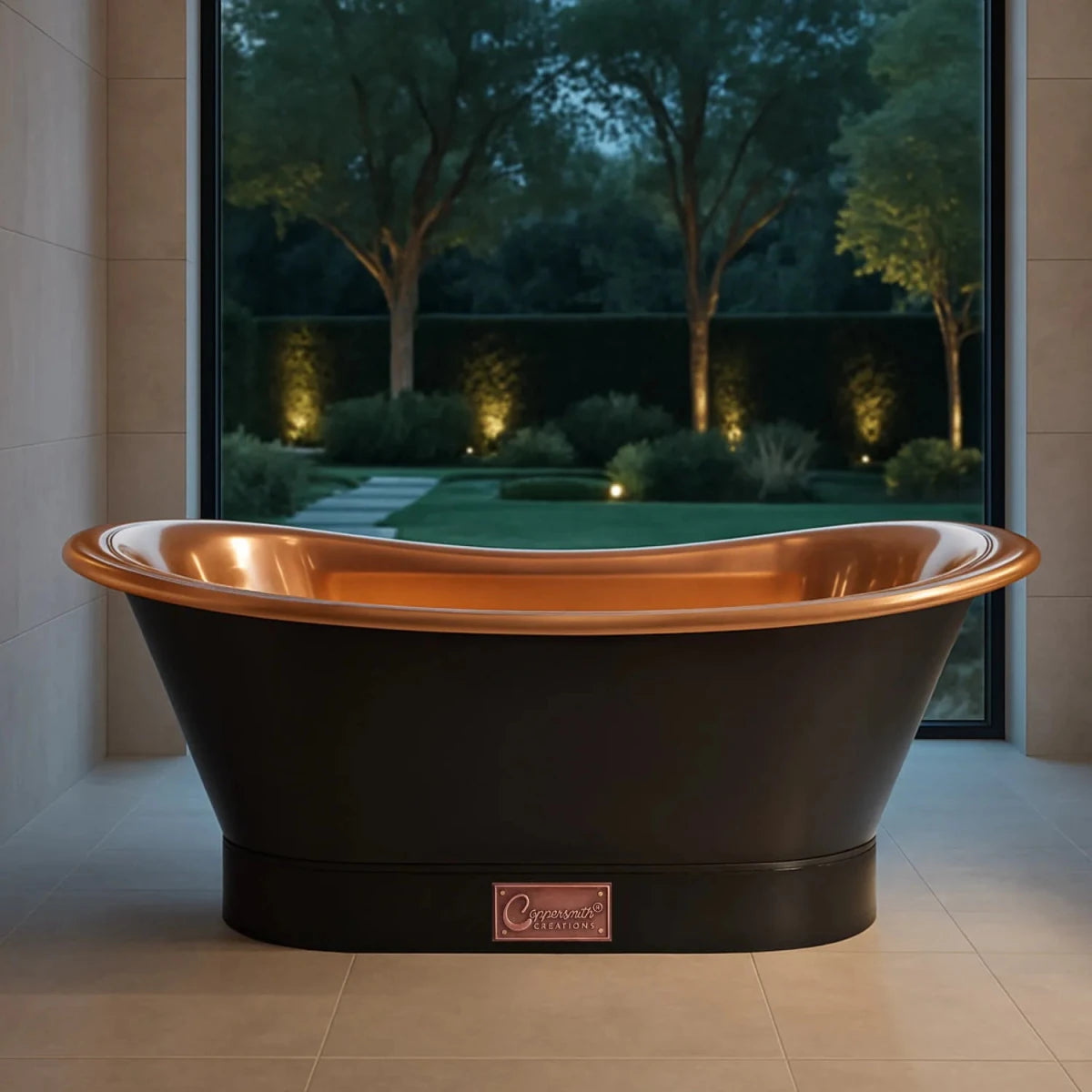 Coppersmith Creations Copper Freestanding Bathtub Straight Base Choice of Colour in Hand Waxed