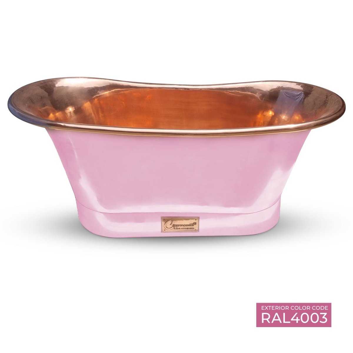Coppersmith Creations Copper Freestanding Bathtub Straight Base Choice of Colour in Lacquered
